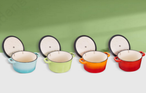 enamel cast iron pot available in red orange blue green