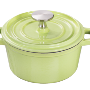 Green cast iron soup pot