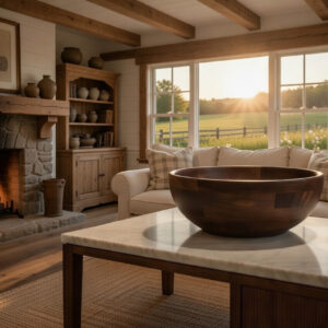 Natural Acacia Wood Salad Bowl