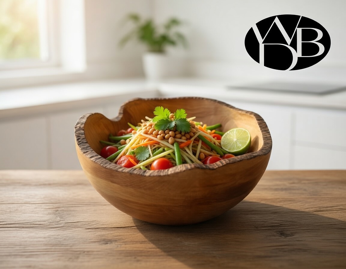 WDB Angled Round Wooden Salad Bowl - Image 3