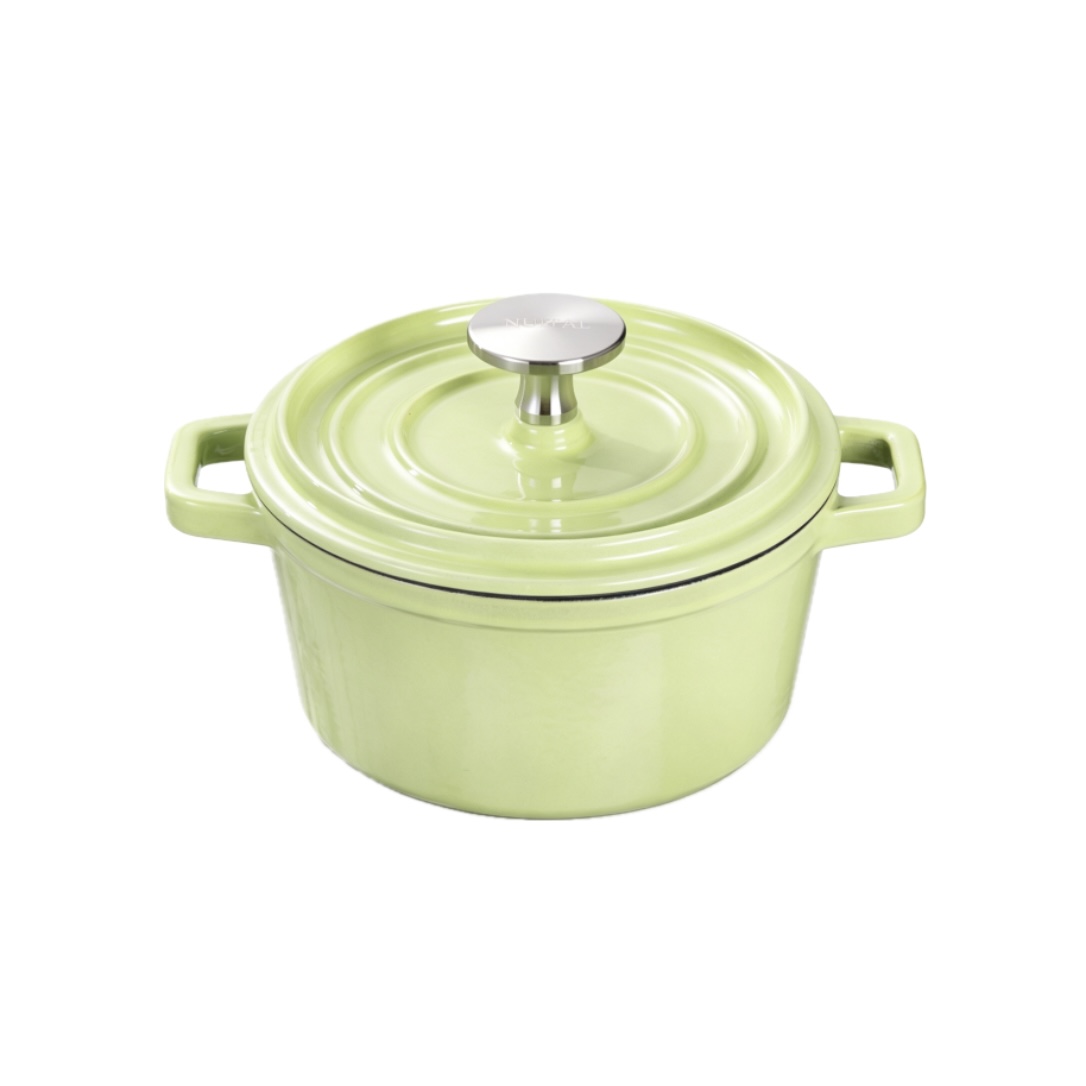 Green cast iron soup pot